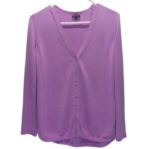 Talbots Dark Pink Button Down V Neck Stretch Knit Cardigan Sweater Medium